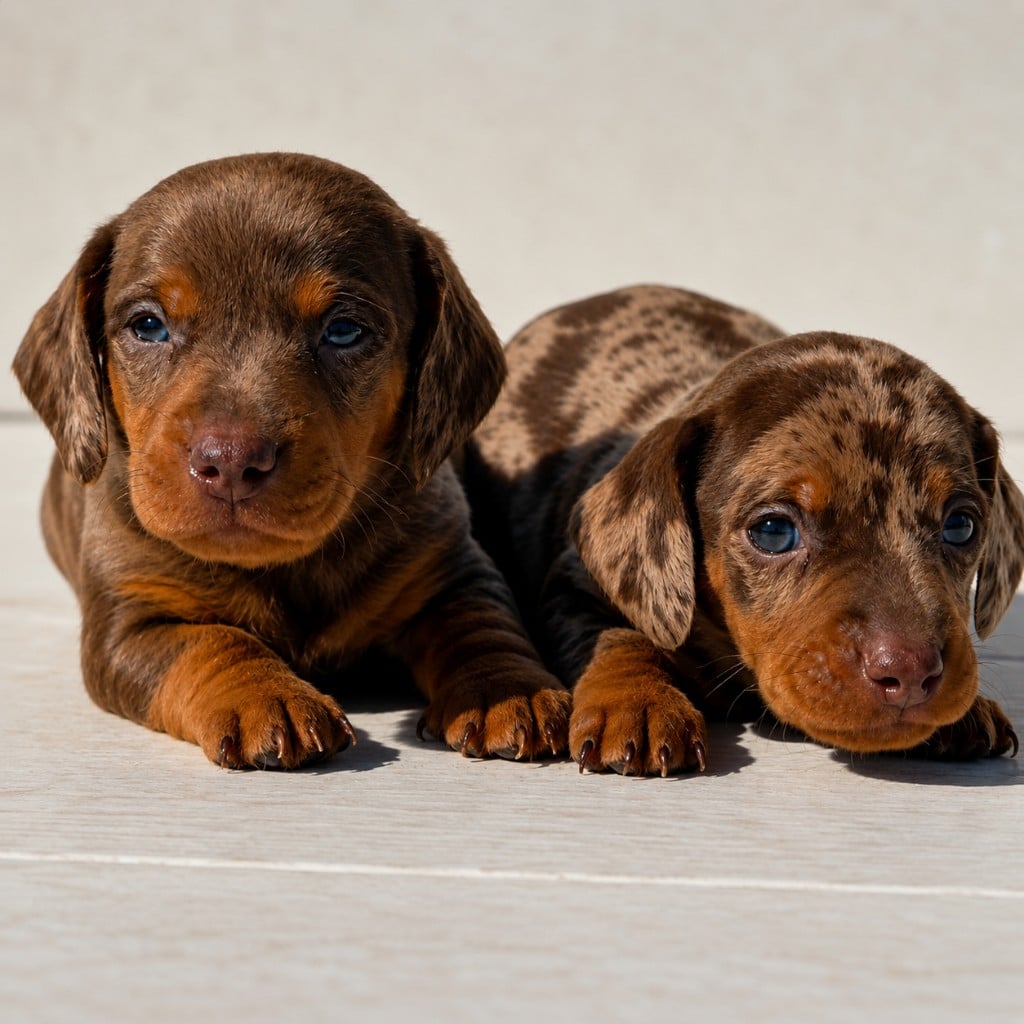 Cuccioli di Bassotto di colori diversi